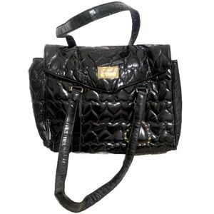 Betseyville by Betsey Johnson Black Quilted‎ Heart XL Tote Bag Laptop/Weekender